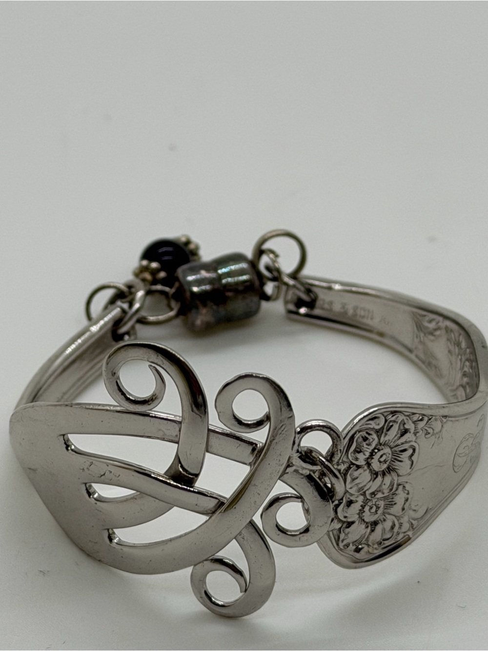 Vintage WM ROGERS MFG CO ORIGINAL Signed Scrolled Cuff Fork Silverware Bracelet